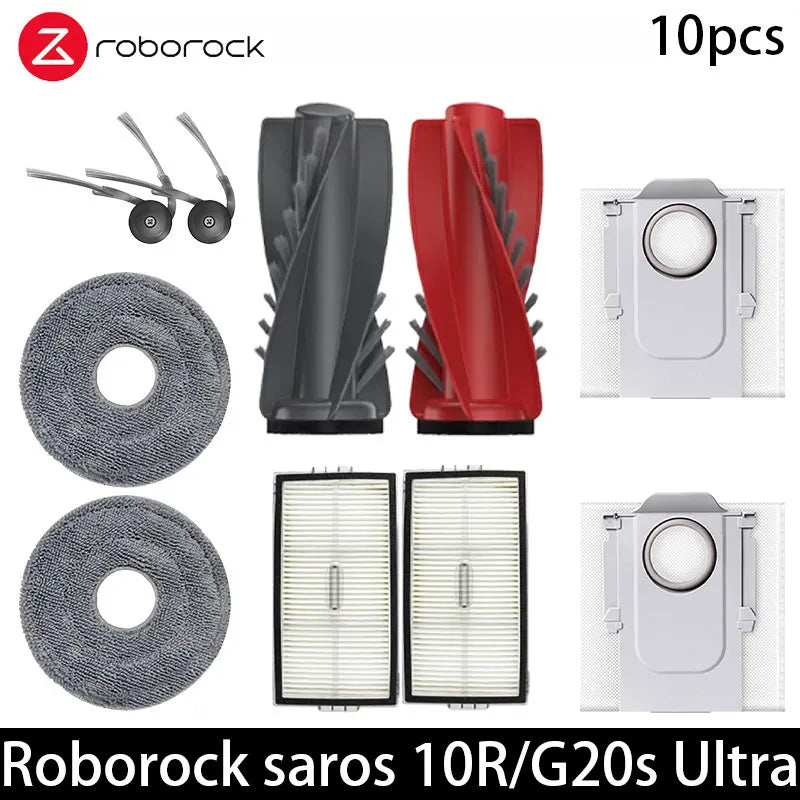 Compatible with Roborock Saros 10R/G20S Ultra Accessories Brush Filter Mop Cloth Dust Bag Spare Parts