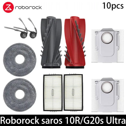 Compatible with Roborock Saros 10R/G20S Ultra Accessories Brush Filter Mop Cloth Dust Bag Spare Parts