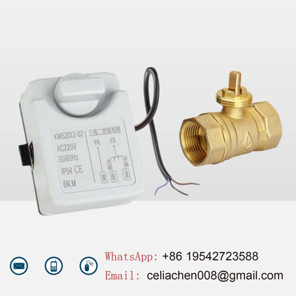 AC220V 24V Electric Brass Motorized Ball Valve 2/3 Way Manual Override Three Wire Control Water Shut Off Valve for Solar HVAC