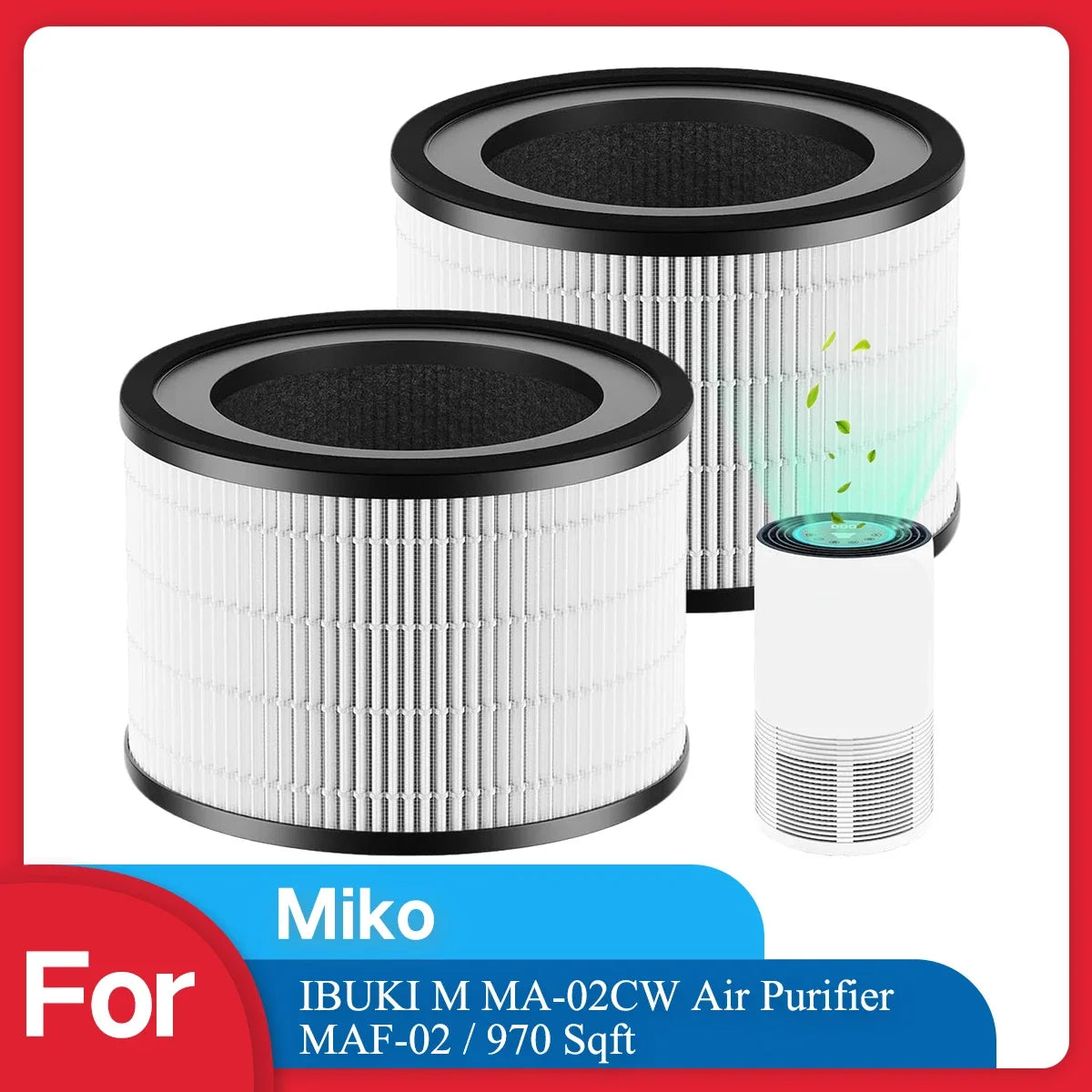 MAF-02 Filter Replacement, Compatible with Miko IBUKI M MA-02CW Air Purifier MAF-02/970 Sqft, 3-in-1 H13 True HEPA Filter