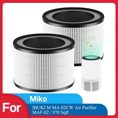MAF-02 Filter Replacement, Compatible with Miko IBUKI M MA-02CW Air Purifier MAF-02/970 Sqft, 3-in-1 H13 True HEPA Filter