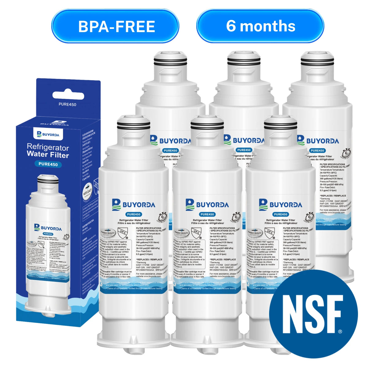 Replacement Refrigerator Water Filter Compatible with Samsung DA97-17376B / DA97-08006A