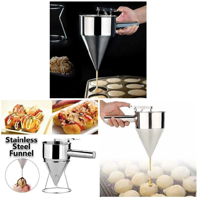 Baking Tools Takoyaki Stainless Steel Batter Funnel Chocolate Pancake Cupcake Tools Cookie Mold Cream Pastry Baked Dispenser