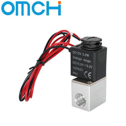Normally Closed 1/4" Solenoid Valve DC 12V 24V AC 110V 220V Pneumatic Position Coil Alloy Internal Electric for Air Water Oil