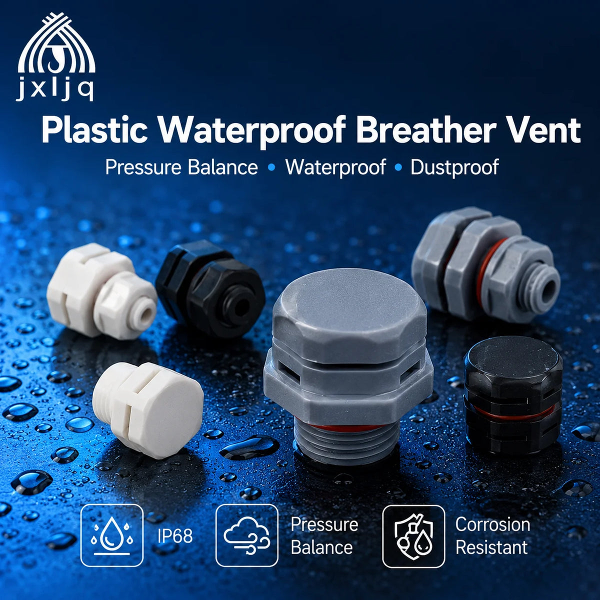 M5 M6 M8 M10 M12 M16 M20 IP68 Breather Pressure Relief Screw-in Valve Air Vent Plug Black/White/Grey