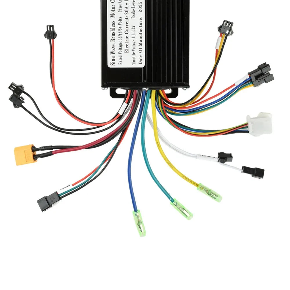 DC36V/48V/64V 750W-1500W Brushless Motor Controller for E-Bike – Black Aluminum Alloy Sine Wave, Electric Motor Controller