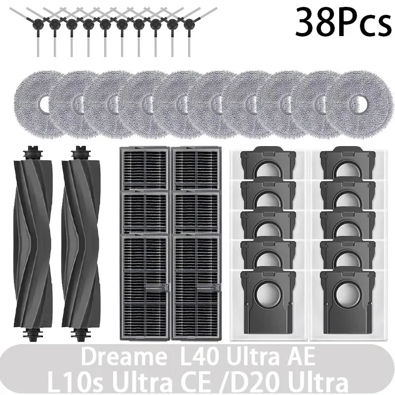 For Dreame L40 AE/L10s CE/D20 Vacuum Cleaner Accessories Main Brush Edge Brush Cloth Dust Bag Filter Screen