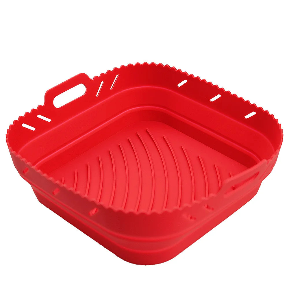 Square Air Fryer Silicone Basket Pot Reusable Foldable AirFryer Mold Liners Bpa Free Oven Baking Tray Mat Kitchen Accessories