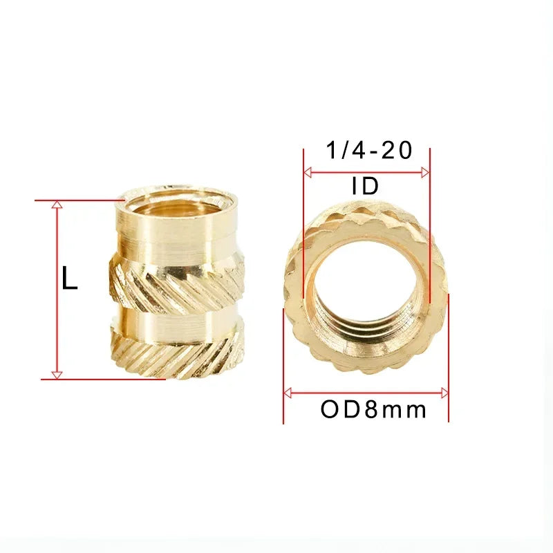 1/4 2-56 4-40 6-32 8-32 10-32 Hot Melt Heat Brass Copper Insert Nut Inch Size Nutsert Threaded Nuts Inserts Insertnut Embedded