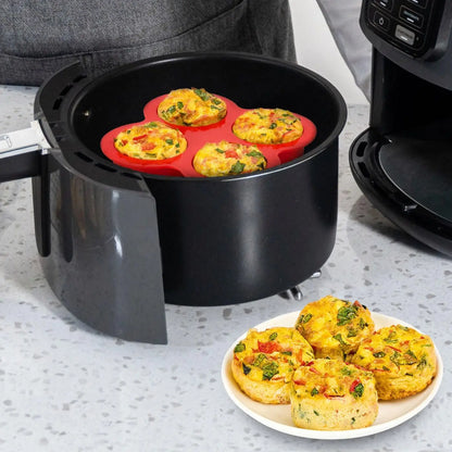 Air Fryer Egg Mold Round Shape Eggs Mold 4 Cavity Non-Stick Silicone Air Fryer Egg Pan Egg Steamer Cooking Mold Fried Egg Tool
