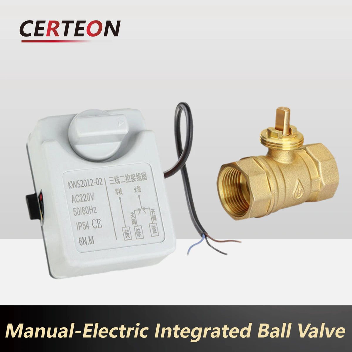 AC220V 24V Electric Brass Motorized Ball Valve 2/3 Way Manual Override Three Wire Control Water Shut Off Valve for Solar HVAC