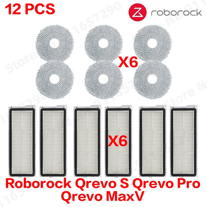 Compatible with Roborock Qrevo S Qrevo Pro Qrevo MaxV Robot Vacuum Parts Main Roller Side Brush Hepa Filter Mop Pad Cloth Dust Bag Accessories