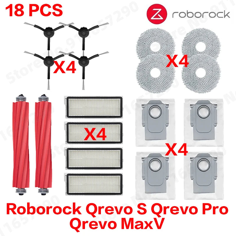 Compatible with Roborock Qrevo S Qrevo Pro Qrevo MaxV Robot Vacuum Parts Main Roller Side Brush Hepa Filter Mop Pad Cloth Dust Bag Accessories