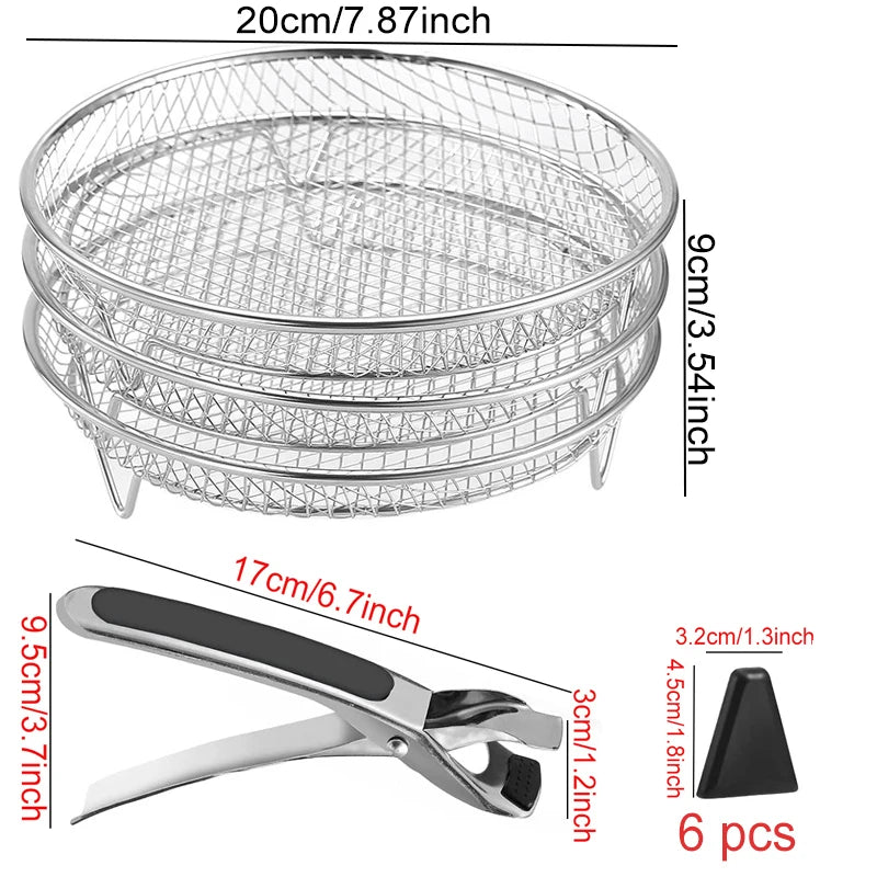 Air Fryer Accessories Metal Oven Air Fryer Racks For Baking Stackable Grill Skewer Rack Fit All Airfryer 4.2Qt - 5.8Qt