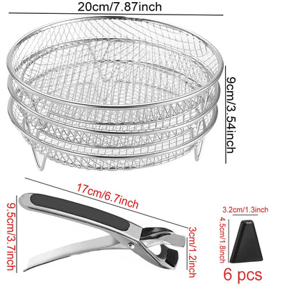 Air Fryer Accessories Metal Oven Air Fryer Racks For Baking Stackable Grill Skewer Rack Fit All Airfryer 4.2Qt - 5.8Qt