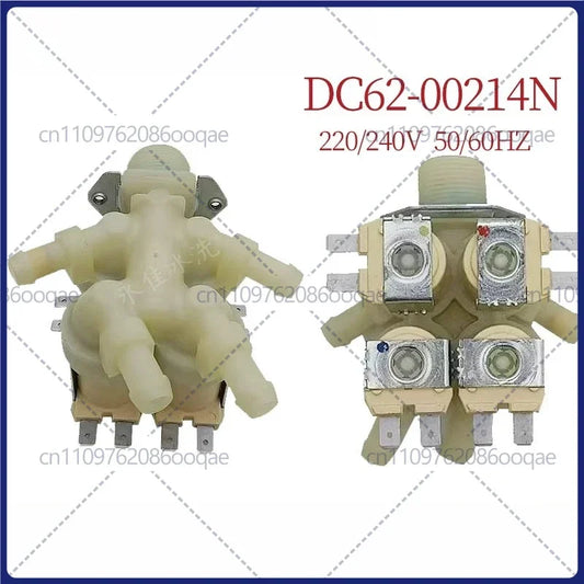 For DC62-00214N Compatible with Samsung Washing Machine 4-Way Water Inlet Valve AC220-240V 4-Outlet Solenoid Valve Washer Replacement Part