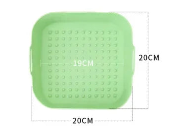 20CM Silicone Air Fryer Pot Tray Barbecue BBQ Pad Plate Airfryer Oven Baking Mold Pot Reusable Square Air Fryer Pan