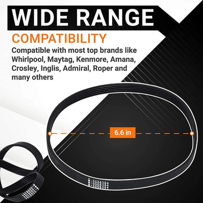 W10006384 Washer Drive Belt Compatible with Whirlpool Maytag Kenmore Washers WPW10006384 WPW10006384VP PS11747978 AP6014712