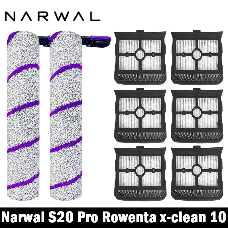 Narwal S20 Pro / Rowenta X-Clean 10 Parts Wet Dry Vacuum Cleaner Consumable Roller Brush Filter Accessories
