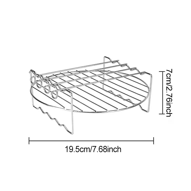 Air Fryer Accessories Metal Oven Air Fryer Racks For Baking Stackable Grill Skewer Rack Fit All Airfryer 4.2Qt - 5.8Qt
