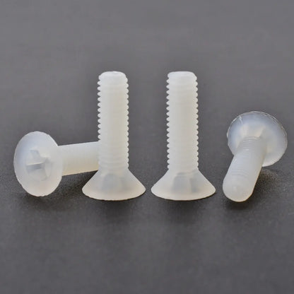 20-500Pcs M2M2.5M3M4M5M6M8 White Black Nylon Plastic Phillips Screw Metric Thread Countersunk Head Bolt Screw Fastener6-40mm
