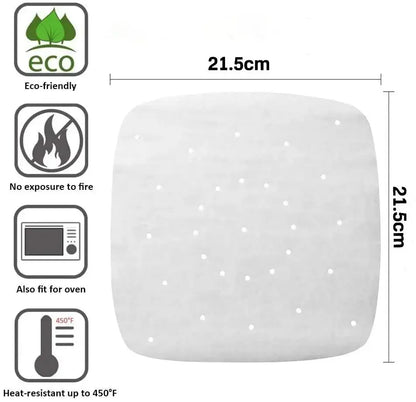 100pcs Air Fryer Parchment Paper Liners 9 Inch Baking Paper Square Perforated Parchment Paper for Steamers Cake Pan Oven Cooking