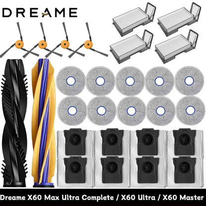 Dreame X60 Max Ultra Complete / X60 Ultra Robot Vacuum Cleaner Accessories Main Roller Side Brush Hepa Filter Mop Dust Bag Parts
