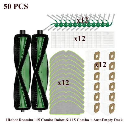 Compatible with IRobot Roomba 115 Combo/115 Combo+ Vacuum Cleaner Part Main Roller Brush Side Brush Filter Mop Pad Dust Bag Accessories