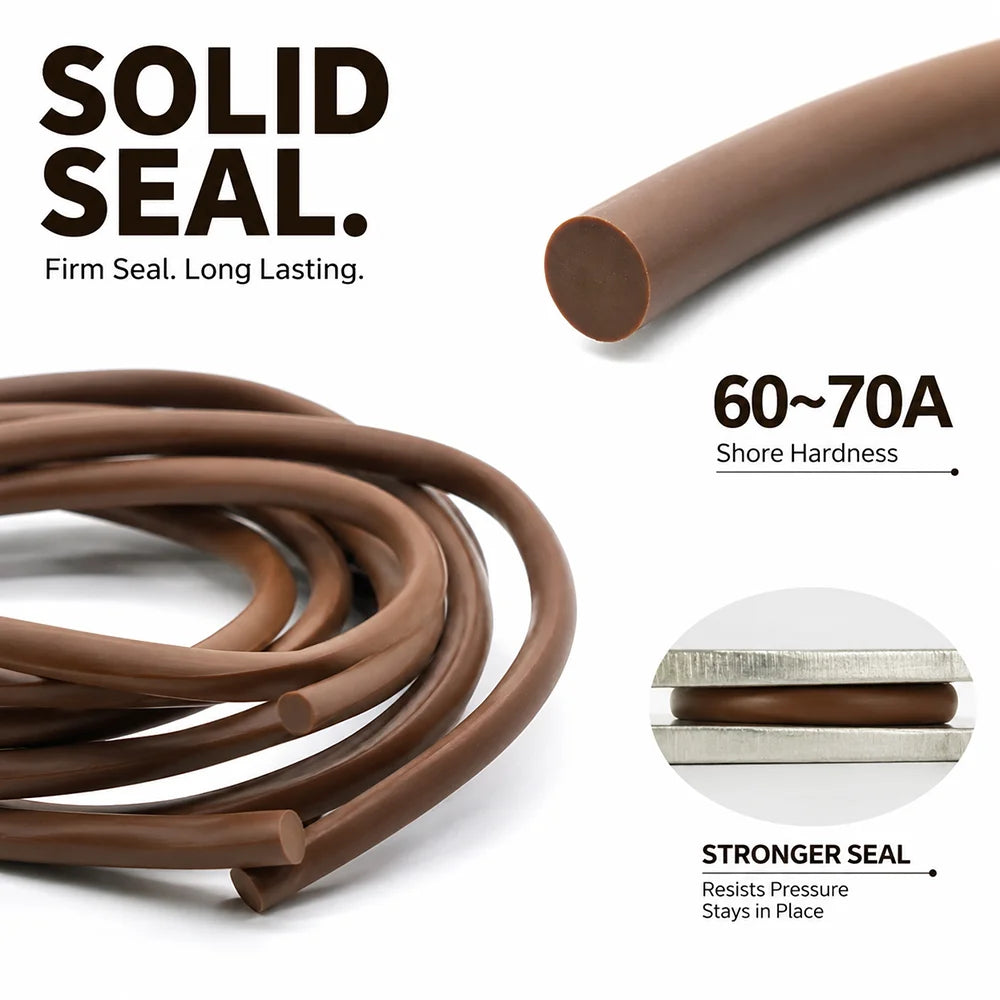 10/5/2M Brown FKM Seal Strip Dia 1.5~10mm Corrosion resistant/oil/chemical tank sealing strip