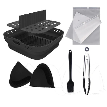 Square Air Fryer Silicone Basket Pot Reusable Foldable AirFryer Mold Liners Bpa Free Oven Baking Tray Mat Kitchen Accessories