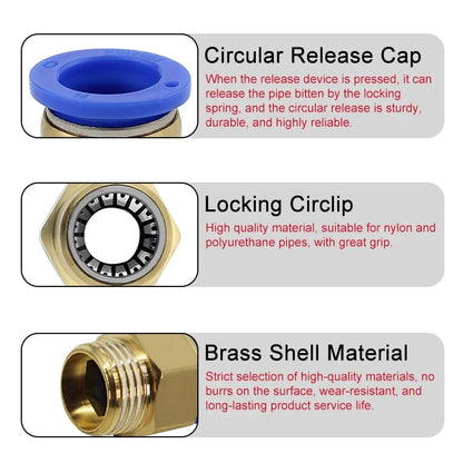 5Pcs PC 4mm/6mm/8mm/10mm/12mm M5 Thread Hose Fittings Pipe Quick Connectors PC Pneumatic Air Connector Fitting