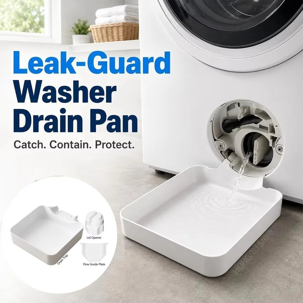 Washing Machine Drain Tray Suit Effectively Prevent Ground Overflow Water Collector Drainage Pump Lint Filter Cleaning Tray