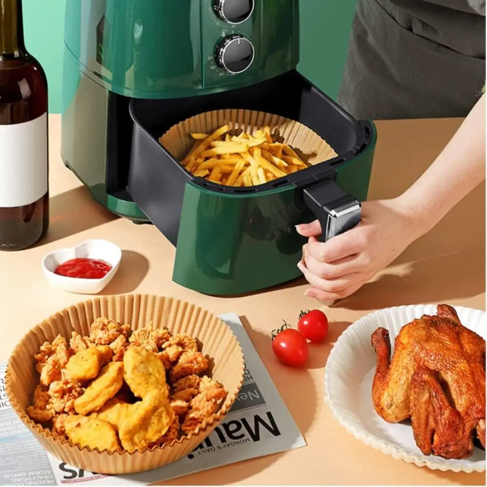 16/20/23cm Disposable Air Fryer Paper, Non-Stick Square/Round Baking Paper for Oven, Oil Absorbing Cooking Paper for BBQ Kitchen