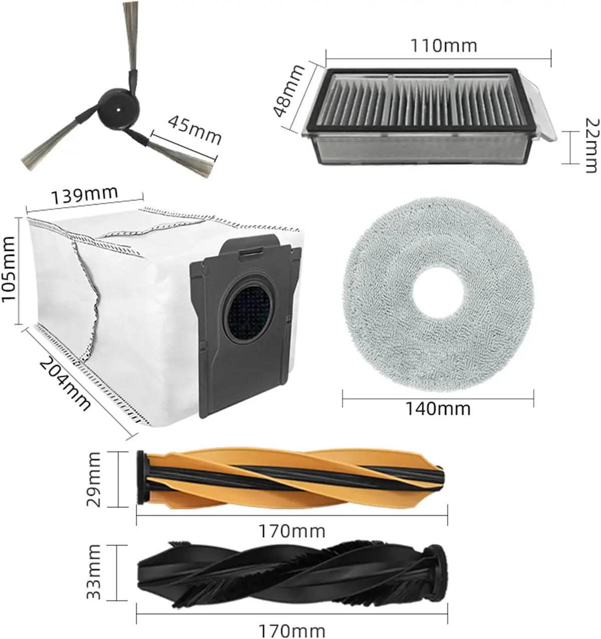 For Dreame L40s Ultra / L40s Pro Ultra Vacuum Cleaner Replacement Accessories Main Side Brush HEPA Filter Mop Cloths Dust Bag