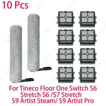 For Tineco Floor One Switch S6/Stretch S6 /S7 Stretch/ S9 Artist Steam/ S9 Artist Pro Wet Dry Vacuum Cleaner Roller Brush Filter