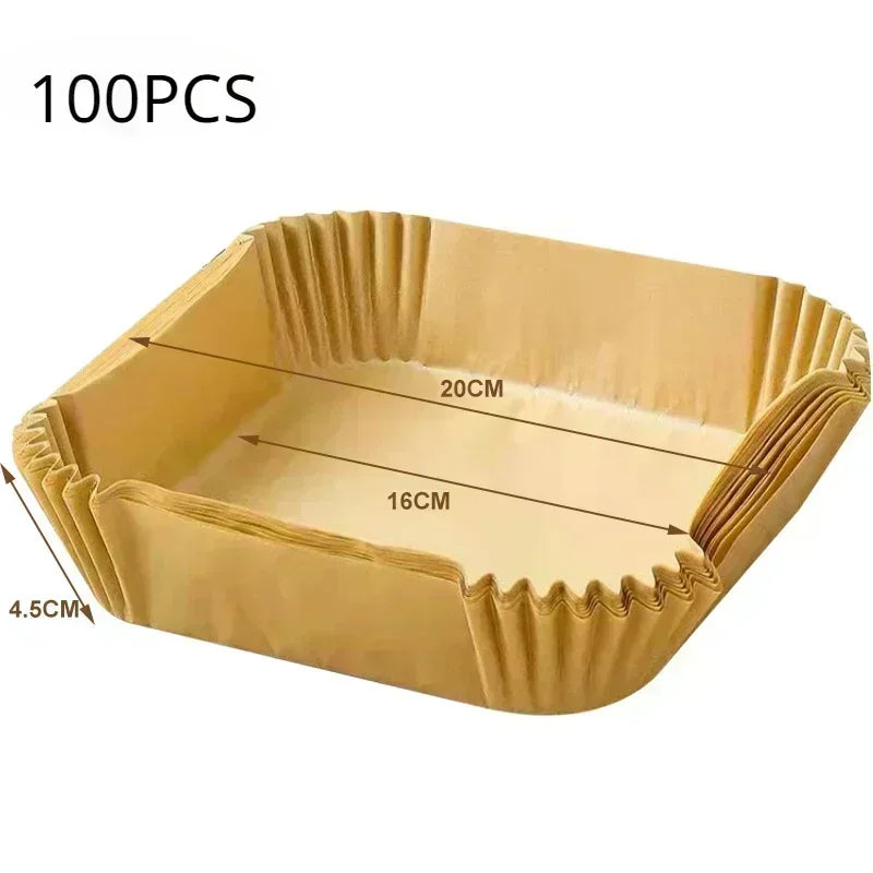 50/100pcs Air Fryer Disposable Liners, Non-Stick Airfryer Baking Papers, Non-stick Parchment Paper for Baking Roasting Microwave