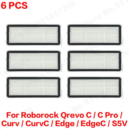 Compatible with Roborock Qrevo C/C Pro/Curv/CurvC/Edge/EdgeC/S5V Compatible Main Side Brush, Mop Cloth, Dust Bag & Filter Set