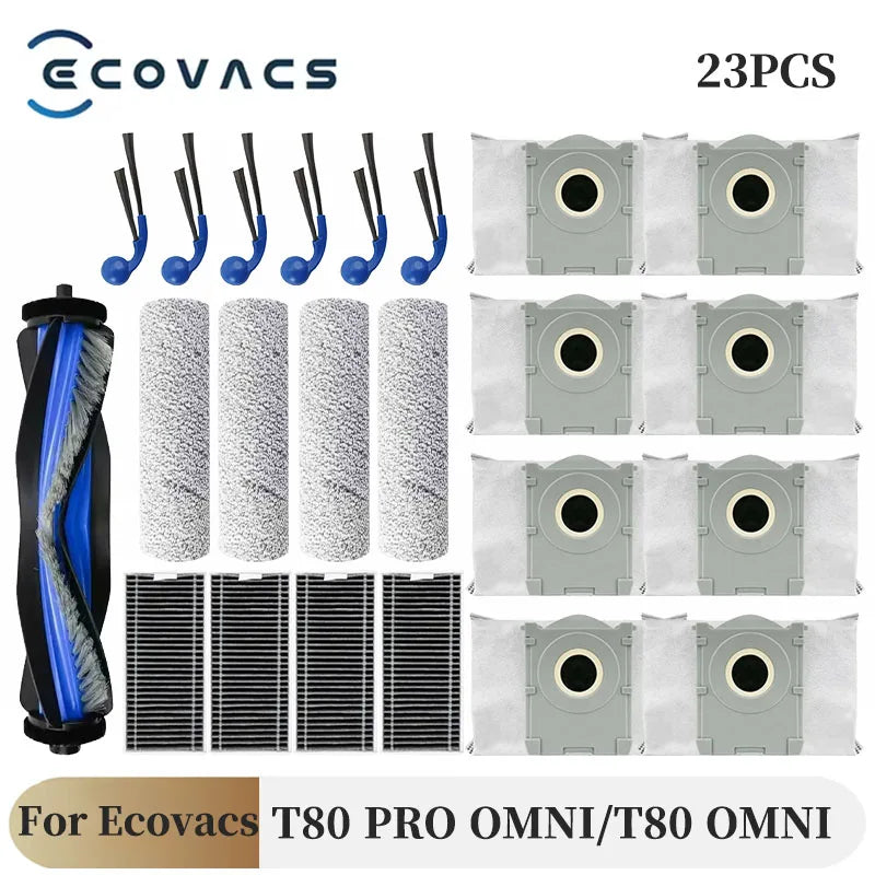 For ECOVACS T80 PRO OMNI / T80 OMNI Vacuums Cleaner Main Roller Mop Cloth Side Brush Dust Bag HEPA Filter Replacement Accessorie