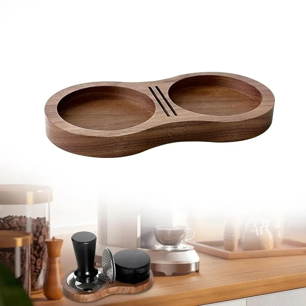 Walnut Wood Coffee Tamper Station Professional Non-Slip Bottom Coffee Tamper Storage Base Multi-functional Stable