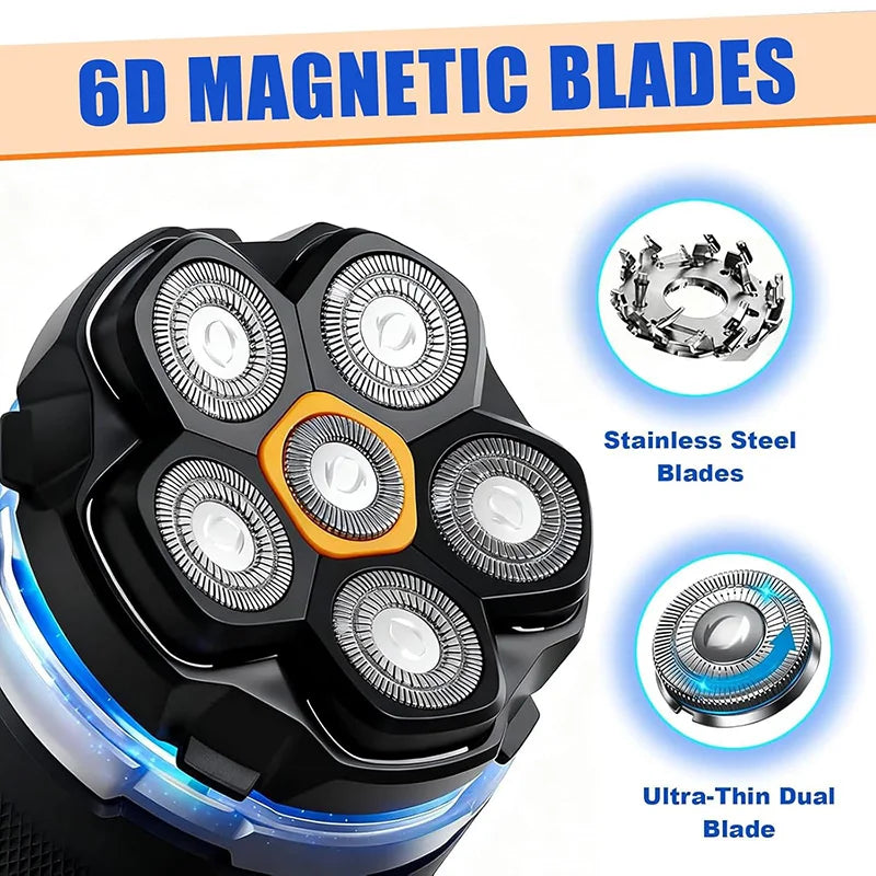 6 Blade Magnetic Replacement Shaving Heads Compatible with 6D Blade Head Compatible with Head Shavers for Bald Men