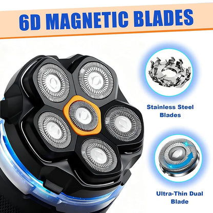 6 Blade Magnetic Replacement Shaving Heads Compatible with 6D Blade Head Compatible with Head Shavers for Bald Men