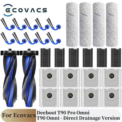For Ecovacs Deebot T90 Pro Omni/T90 Omni Robot Vacuum Cleaner Parts Main Roller Side Brush Filter Mop Cloth Dust Bag Accessories