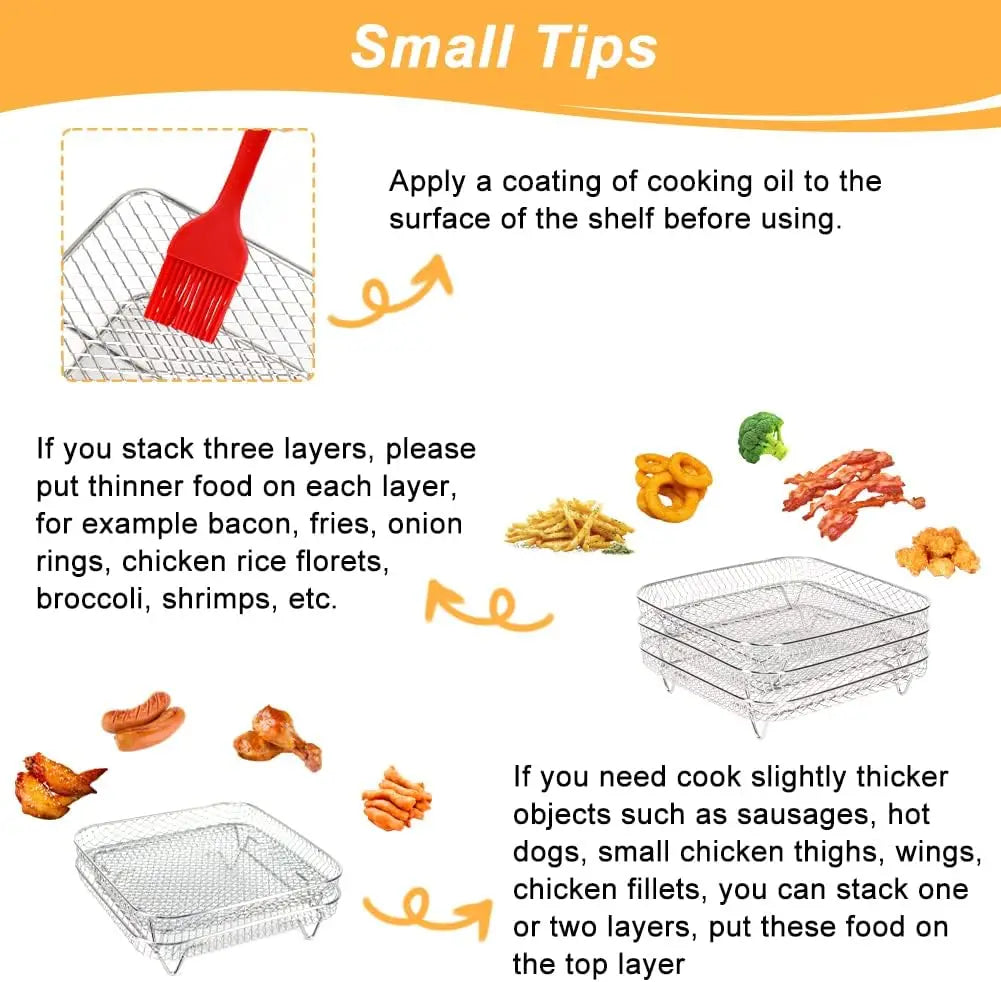 8 inch Air Fryer Racks, Air Fryer Accessories, Baking Rack,Round Stackable Grill, Fit All Airfryer 4.2Qt - 5.8Qt