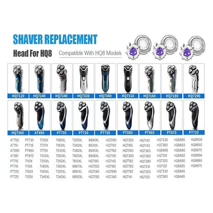 HQ8 Replacement Shaver Heads Compatible with Philips Norelco Aquatec