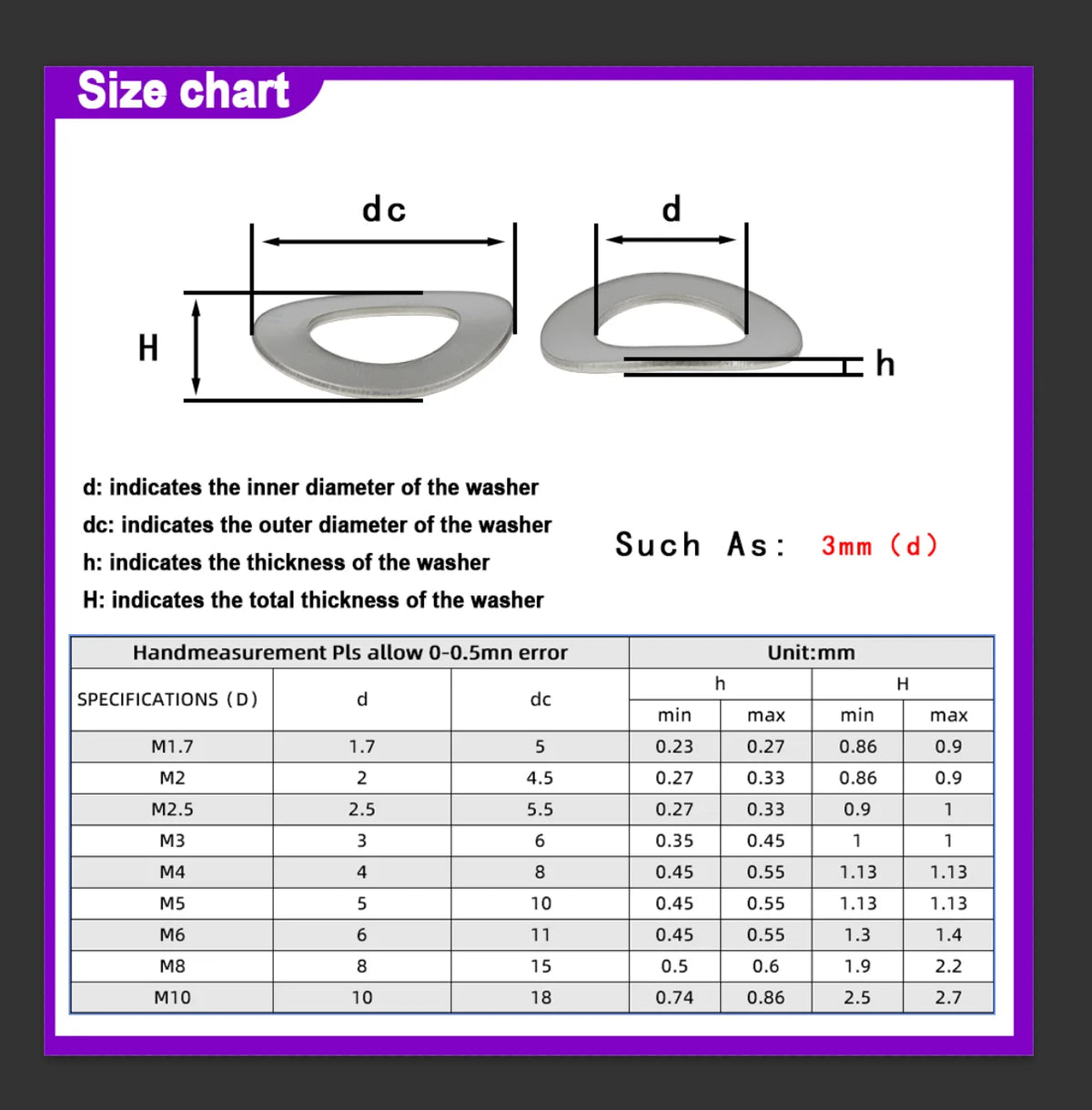 304 Stainless Steel Curved Washers Wave Spring Washer M3 M4 M5 M6 M8 M10-M51