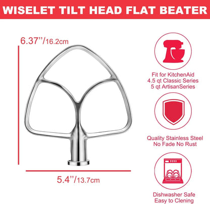 Stainless Steel Flat Beater for KitchenAid 4.5-5QT Stand Mixers Accessories Replacement For KitchenAid Mixer Attachments