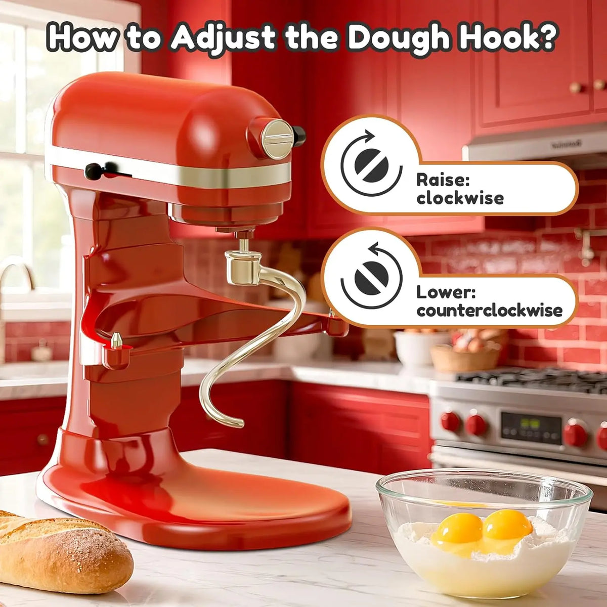 Spiral Dough Hook for Kitchenaid Stand Mixer 6qt, Stainless Steel Dough Hook Spiral Dough Hook Replacement Stainless Steel Acces