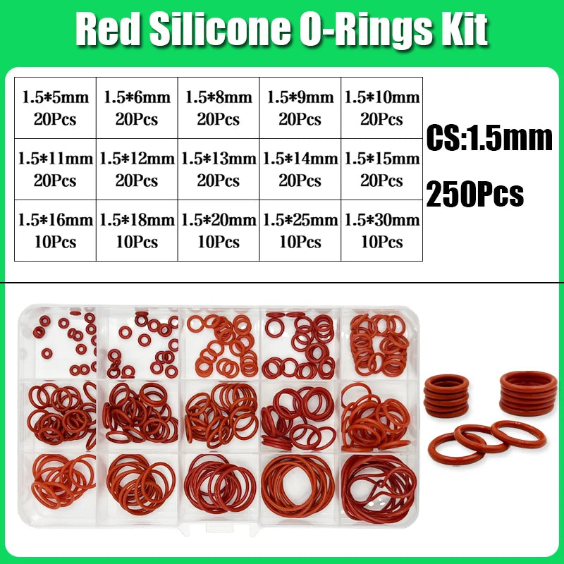 Silicone Red O Ring VMQ ORing Sealing Washer High Temperature Car Automotive Conditioner Plumbing Gaske