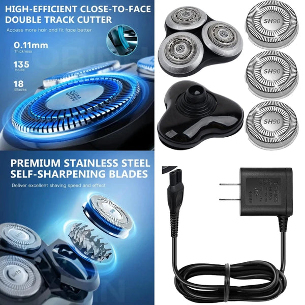 SH90 Electric ShaverReplacement Blade Heads, Compatible with Philips Norelco Shaver S9000, SW6700/91 SW9700/83 S9311/27 S9311/84 S9311/87