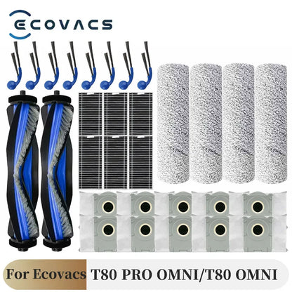 For ECOVACS T80 PRO OMNI / T80 OMNI Vacuums Cleaner Main Roller Mop Cloth Side Brush Dust Bag HEPA Filter Replacement Accessorie